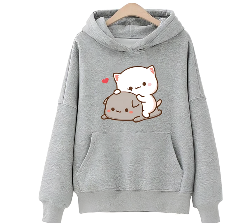 Cute Cat Hoodie - Mochi Peach And Goma Anime Finds