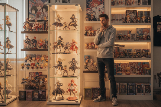 Anime figures and collectibles displayed in a dedicated room, inspiring anime fans and collectors