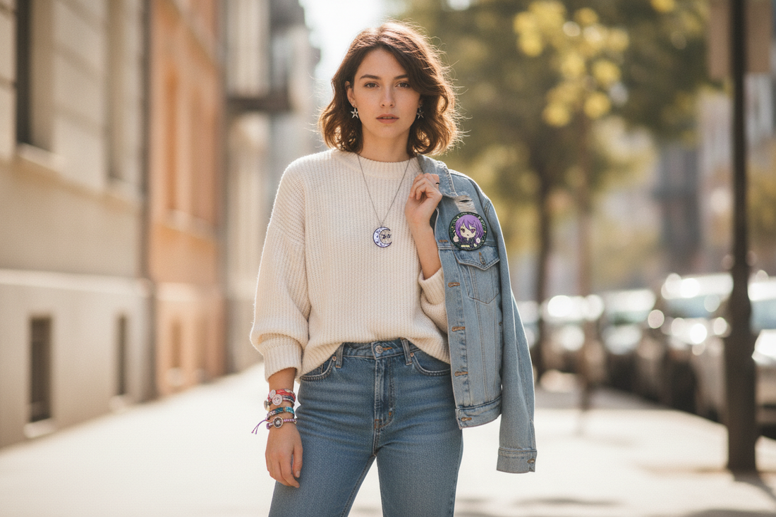 Trendy street style featuring anime jewelry accessories for fans and collectors to express their passion