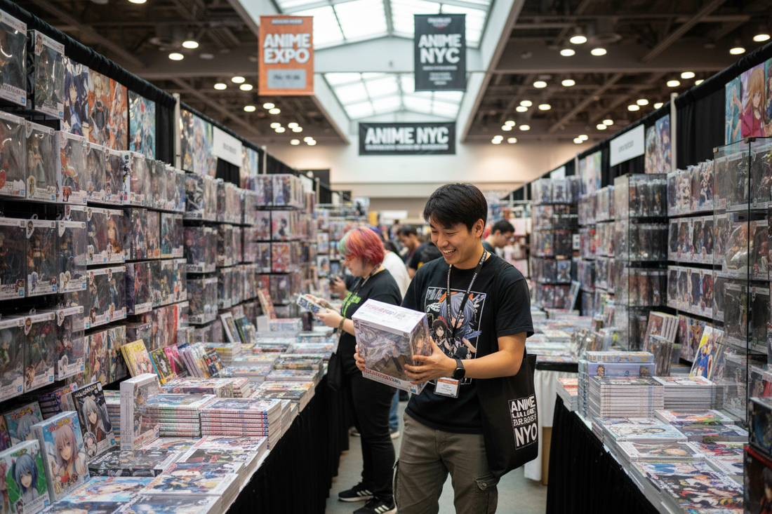 Fans shopping for exclusive collectibles at one of the best anime cons in the vendor hall