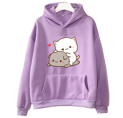 Cute Cat Hoodie - Mochi Peach And Goma Anime Finds