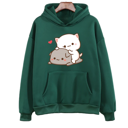 Cute Cat Hoodie - Mochi Peach And Goma Anime Finds