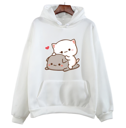 Cute Cat Hoodie - Mochi Peach And Goma Anime Finds
