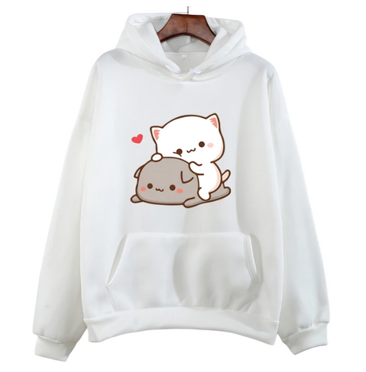Cute Cat Hoodie - Mochi Peach And Goma Anime Finds