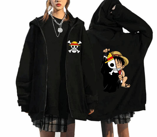 One Piece Strawhat Jolly Roger Zip up & Hoodies. Anime Finds