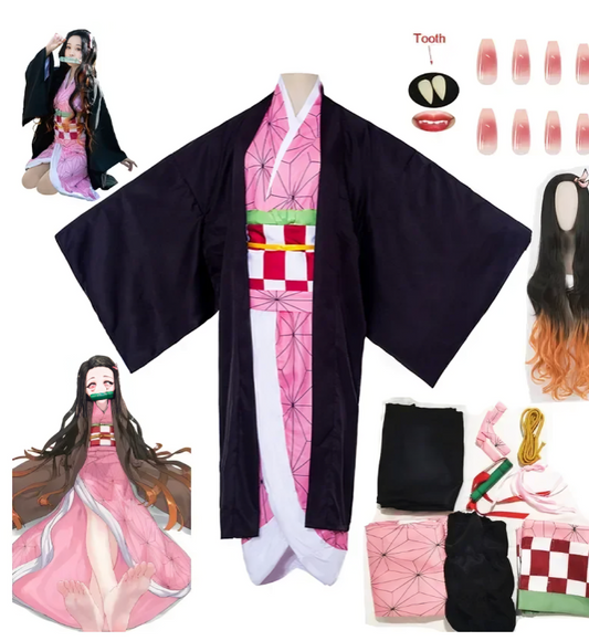 Nezuko Cosplay Costume Outfit, Adults & Kids - Demon Slayer